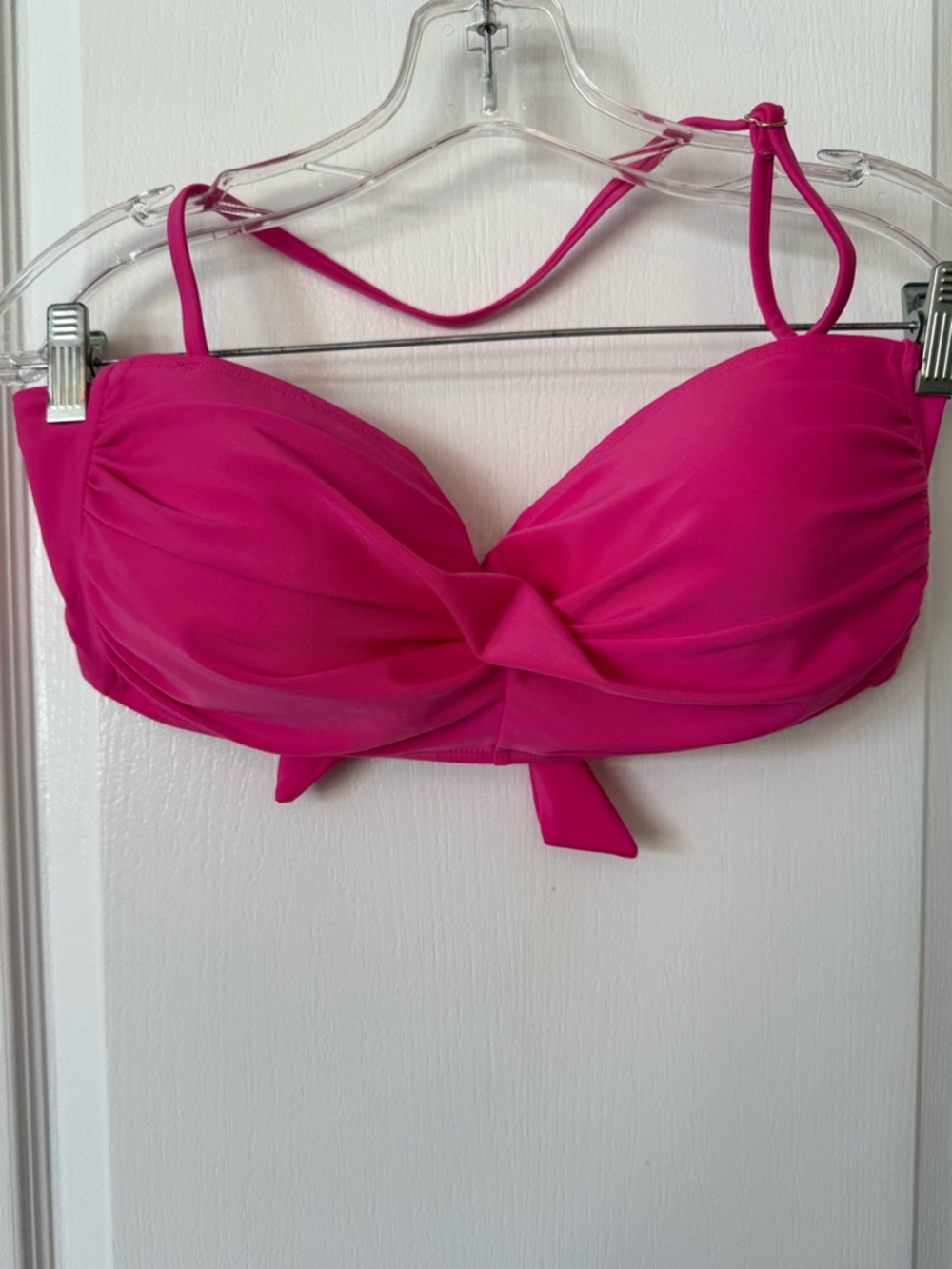 Ocean Blues Hot Pink Bandeau Bikini Top XL Twist Front Strap Swim